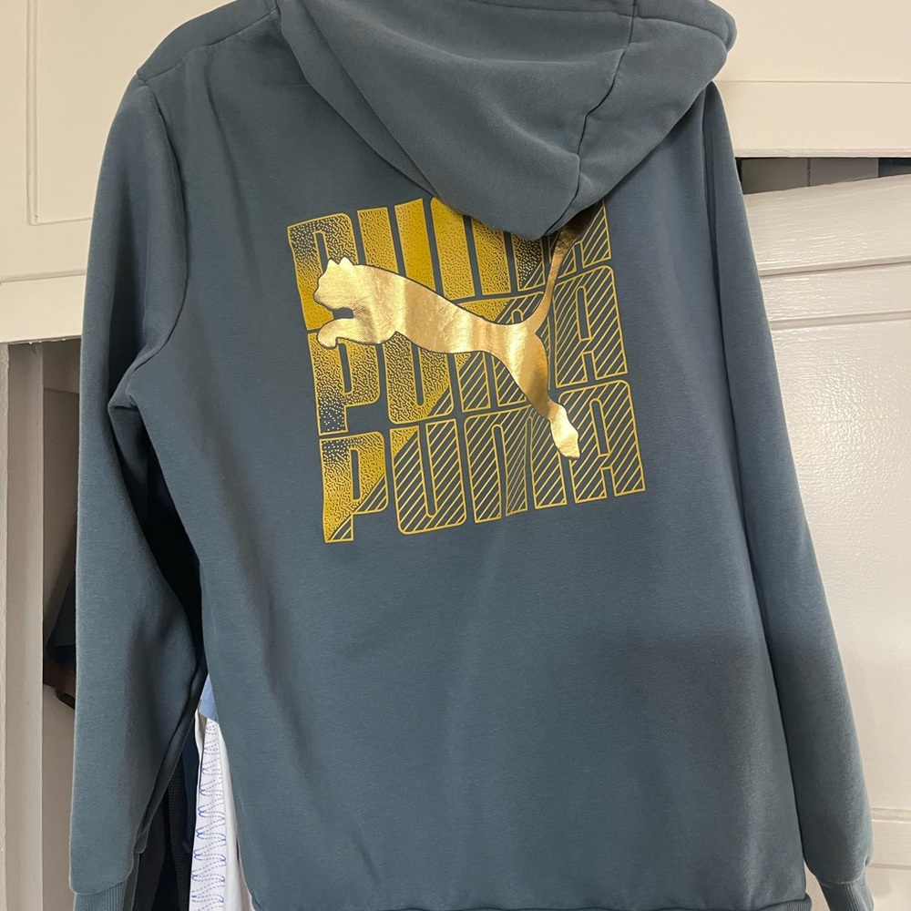 Puma Blue Grey Hoodie with Subtle Logo